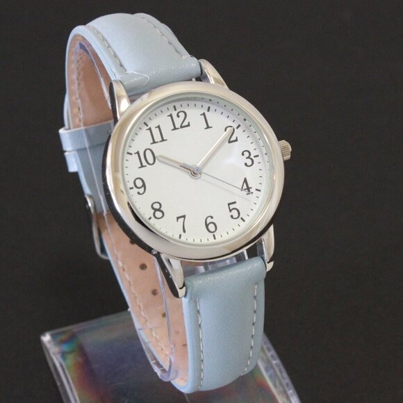 Ladies Dress Watch Easy Reader Powder Blue Strap 31mm - Picture 2 of 14